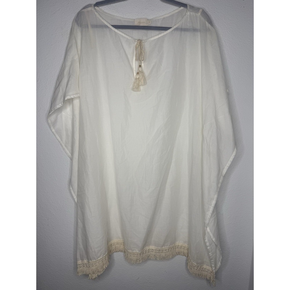 Touché Fringe Poncho V-Neck Tunic Swim‎ Cover Up Vasay Beach Resort Quiet Luxury